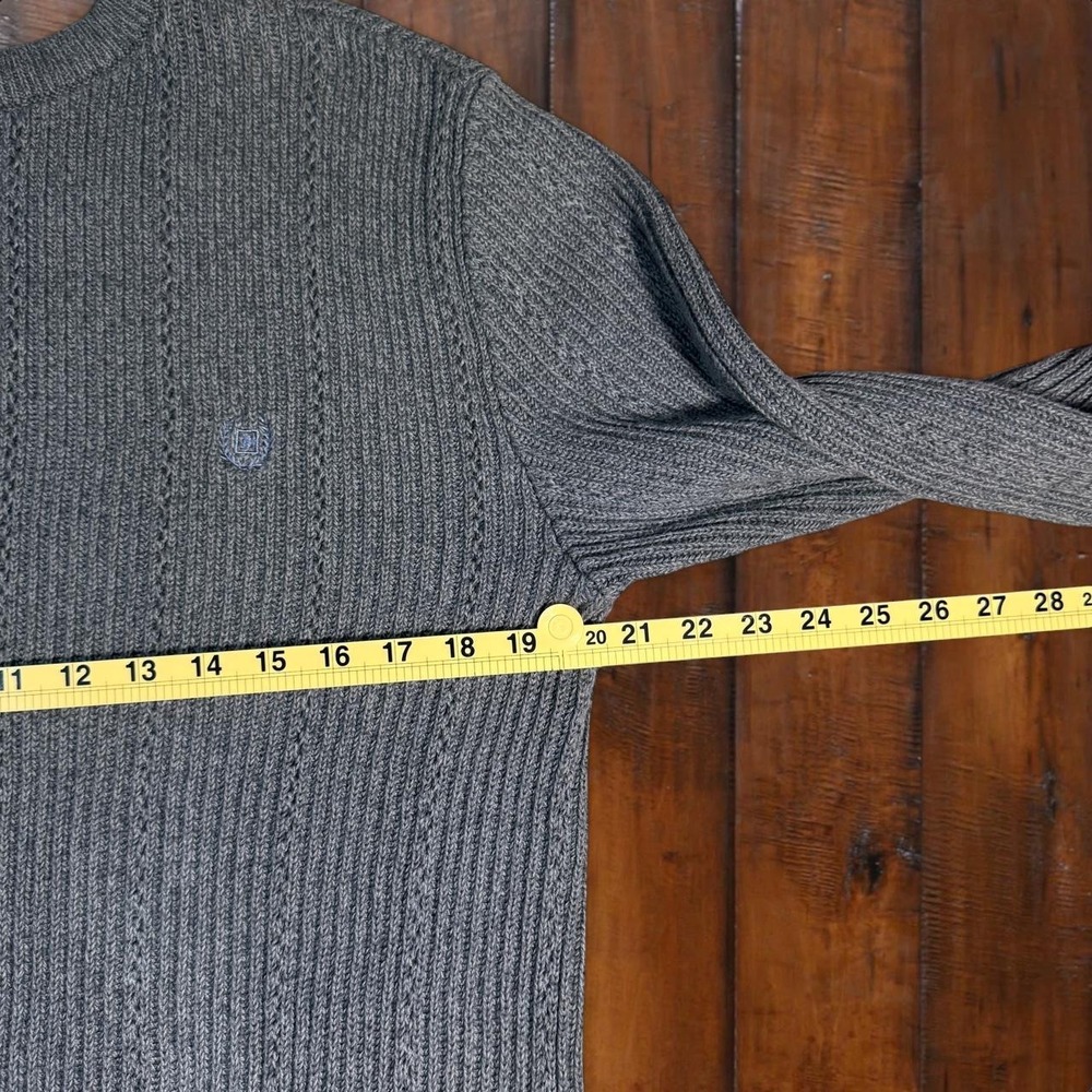 Chaps Gray Cotton Rib Knit Crewneck Sweater Men's Small Classic Preppy - Picture 4 of 5